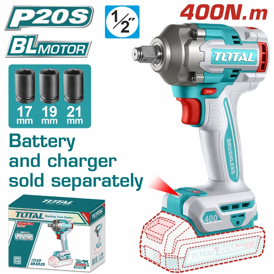 Cordless Impact Wrench ½" 20V · 400Nm