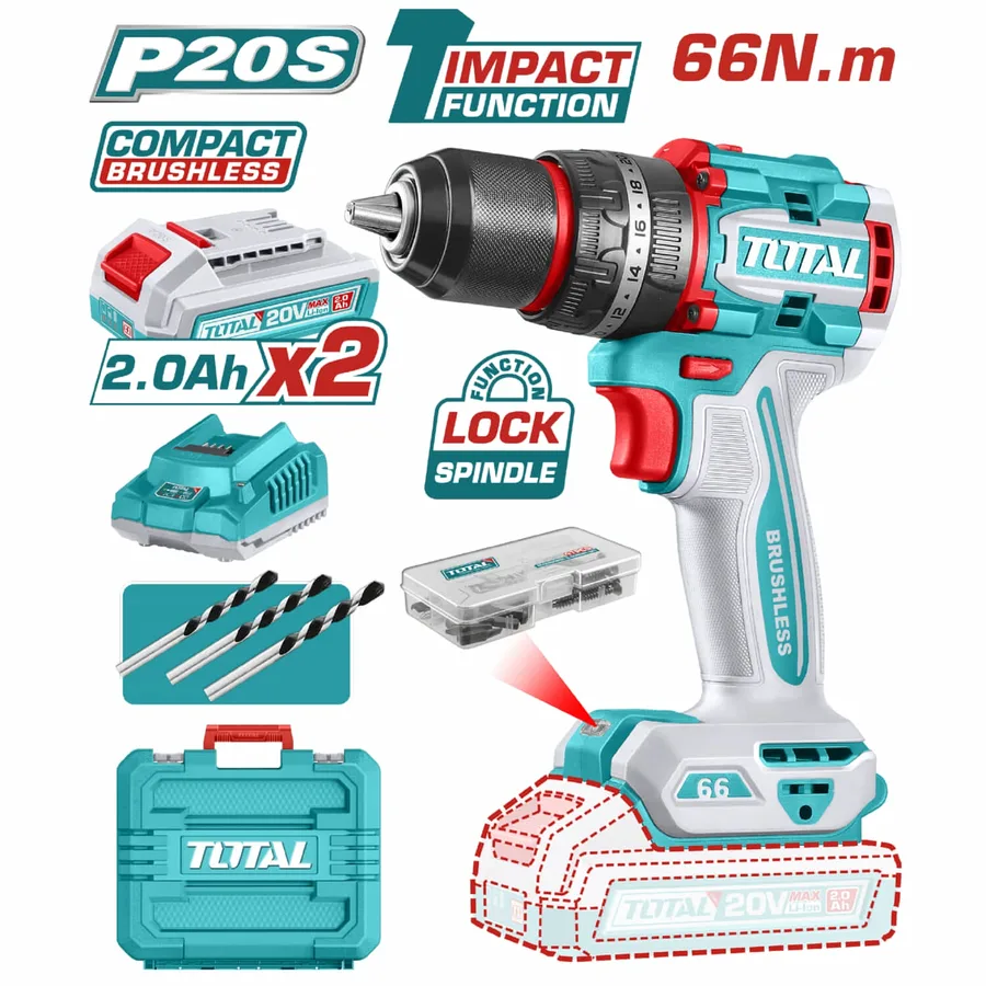 Brushless Hammer Drill 20V · 66Nm